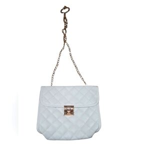 New White and Gold Quilted Fashion Crossbody Bag
